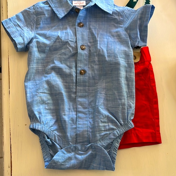 Bundle Baby Cat & Jack onesie with suspenders & shorts, boat shoes. 3-6 months - Picture 3 of 10